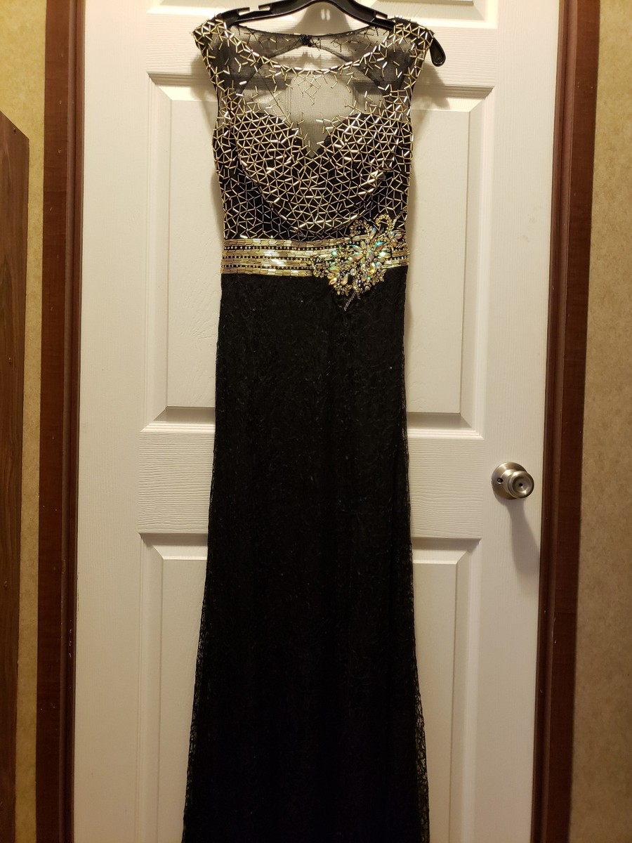 tony bowls black and gold dress size 4 prom/homecoming/formal full length xxbenny031626