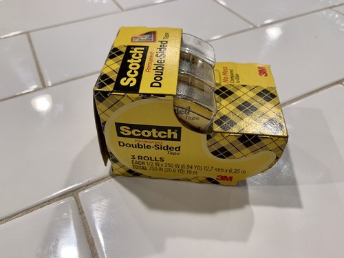 Scotch 3pk Double Sided Tape 1/2" x 250" (Lot of 2) Free Shipping! - Picture 2 of 3