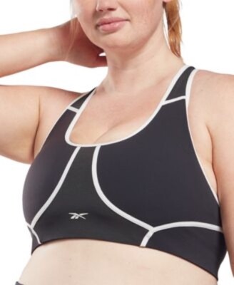 Reebok 3X Plus Size Sports Bra Lux Racer Medium-Impact Black NEW