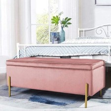 Cassapanca Pouf Contenitore Panca Sgabello Poggiapiedi Tessuto Velluto 105x44H45