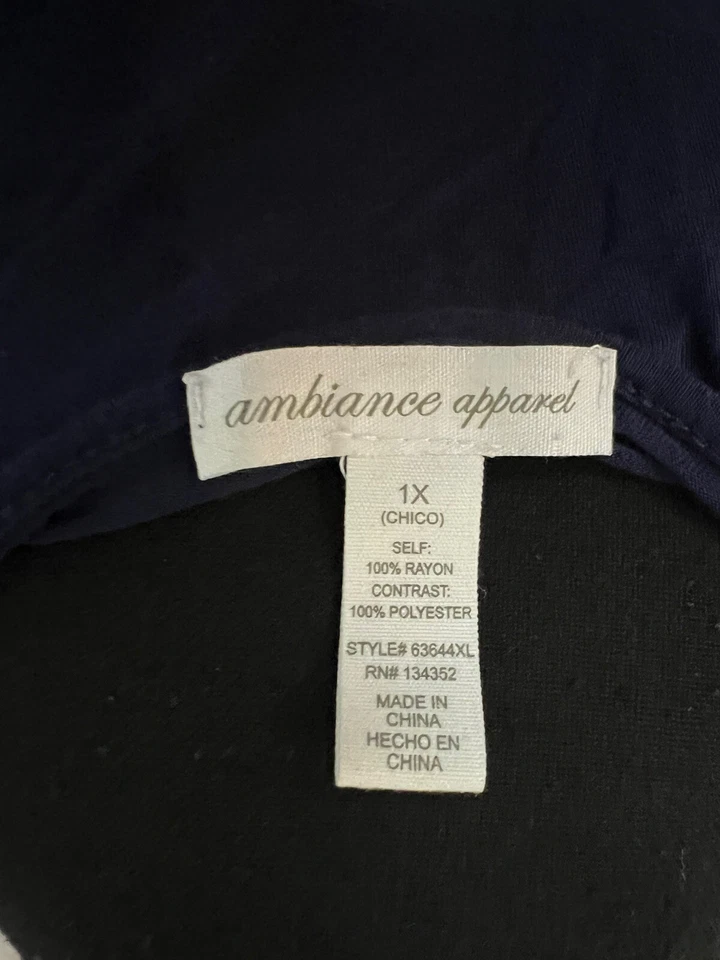 Ambiance Apparel Blusa Mujer Talla 1X Azul Transparente Espalda Top Mangas Cortas Relajado Foto 3 de 3