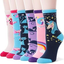 Kids Girls Cotton Socks Soft Novelty Socks Cute 9-14 Years Animal Unicorn F