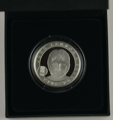 ALDERNEY 2010 GREAT BRITONS JOHN LENNON £5 PROOF CROWN - boxed/coa