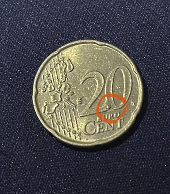 20 euro cent Belgium 2006 error coin with extra metal