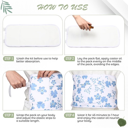 8 Pcs Castor Oil Pack Wrap Set Reusable Organic Castor Oil Wrap Adjustable - Picture 7 of 7