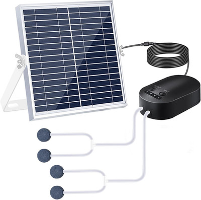 15W Solar Aerator Air Pump Battery with Air Hoses and Bubble Stones Fish Tank Po