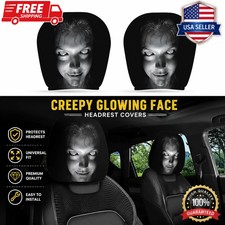 2x Halloween Headrest Cover Prank Horror Creepy Car Decor Seat Protector Scary