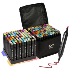 Hyrrt 100 Colors Dual Tips Alcohol Markers, Permanent Sketch Art Markers Pens...