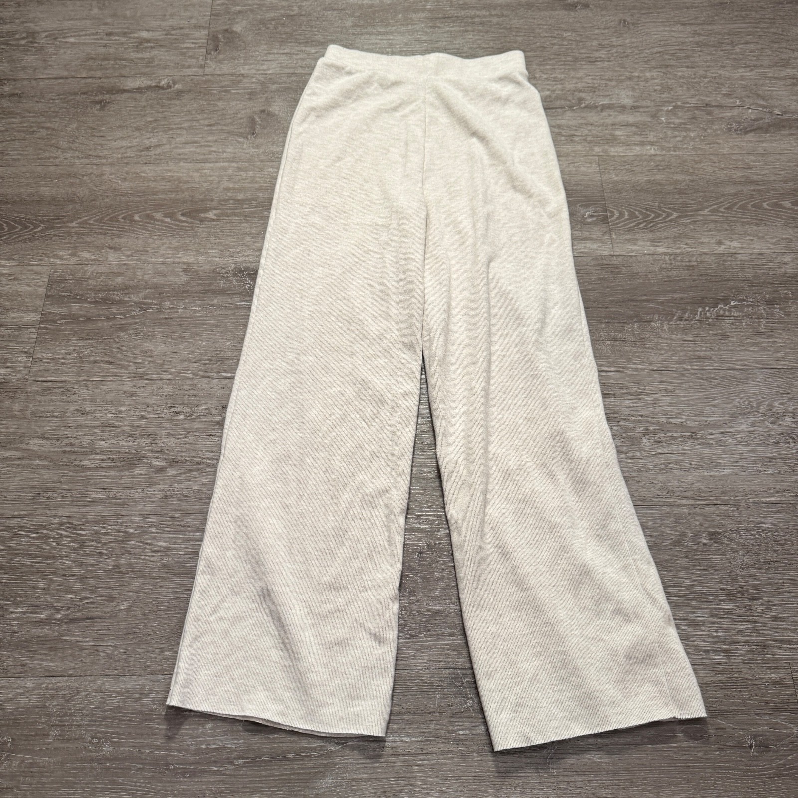 Zara Pants Womens Small Beige Stretch Flare Leg Boot Cut Pull On Knit 24x29 thumbnail 4