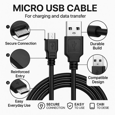 Micro USB Ladekabel Ersatz für Ring Video Doorbell 2 4 3 Plus 3 Türklingel