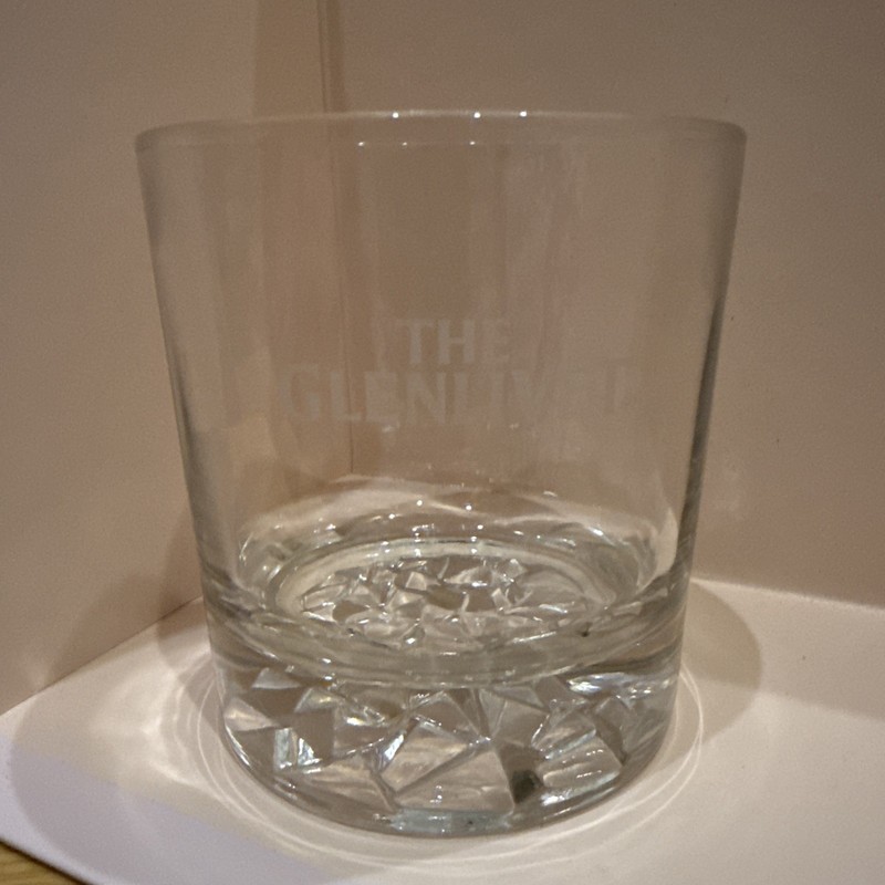 The Glenlivet scotch whisky old fashioned rocks glass 3-3/4" faceted bottom