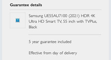 Samsung UE55AU7100 55in LED 4K HDR Smart TV with TVPlus Black (2021)