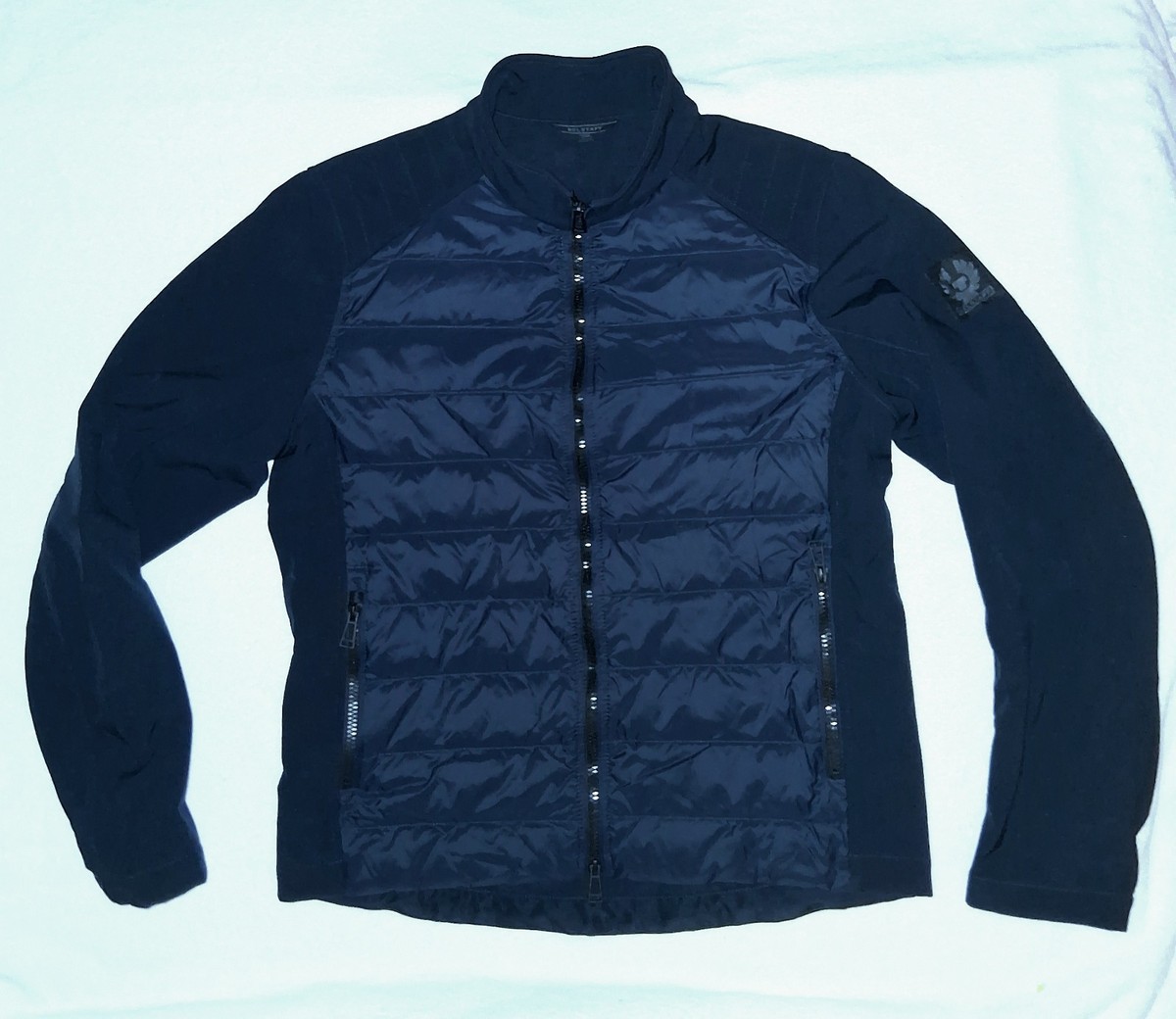 Belstaff Front Quilt Down Jacket Size 42/Large Navy Zip Up 