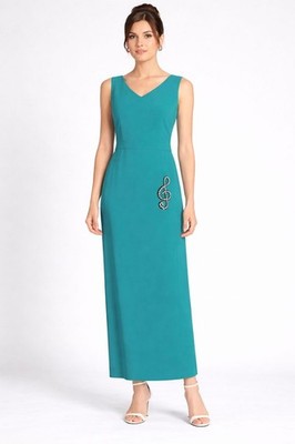 nwt BOUTIQUE MOSCHINO Midi Dress Emerald Green with Treble Clef Accent $690