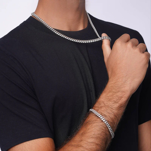 7 mm 925 Sterling Silber rhodiniert Miami Cuban Kette oder Armband - Italien - Bild 2 von 5