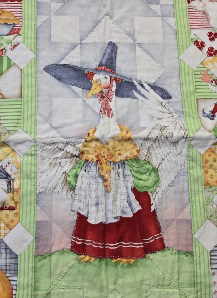Vintage Crib Baby Blanket Quilt Mother Goose Nursery Rhymes Quilted Multicolor - Image 4 of 4