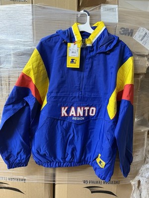 Starter x Pokemon Kanto Men s Hooded Zip Colorblock Anorak Jacket Blue L
