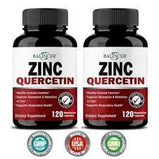 Quercetin with Zinc 22mg Natural Immune Support Supplement 120 Capsules