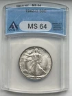 1942-D Walking Liberty Half Dollar - ANACS MS64