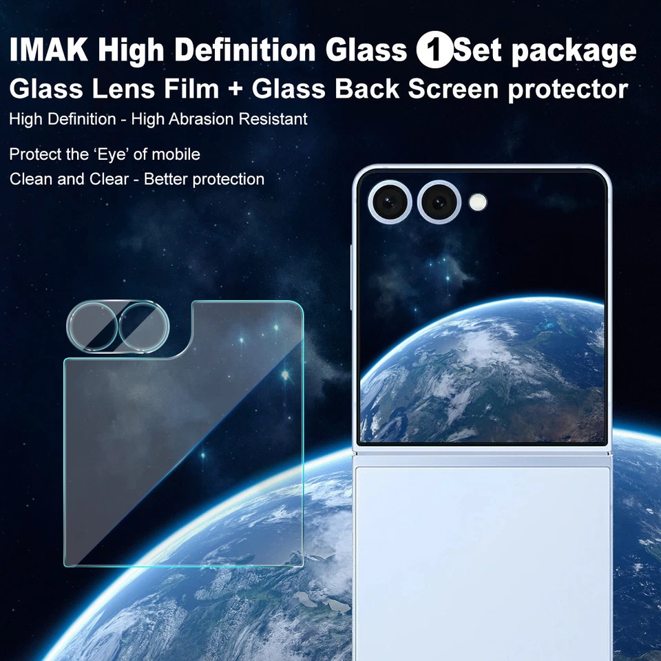 Película de lente de vidrio HD IMAK + Protector de pantalla trasero para Samsung Galaxy Z Flip7 5G Foto 3 de 4