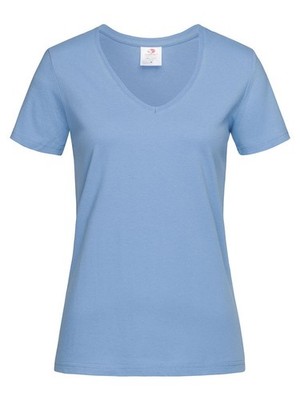 STEDMAN T-Shirt CLASSIC-T V-NECK Damen aus Jersey Kurzarm LIGHT BLUE