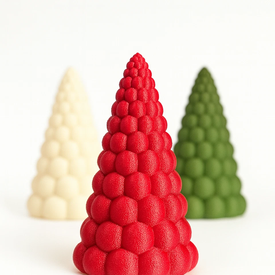 Minimalist Christmas Trees Set of 3 – Red Green White – 15cm Holiday - Image 3 of 4