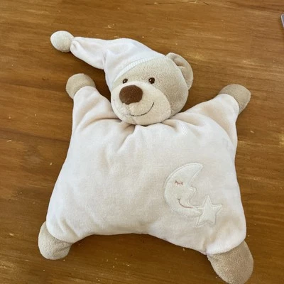 DOUDOU BOUT 'CHOU Monoprix Monop OURS rose blanc étoile lune grelot Bonnet - Photo 1/4