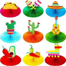 9Pcs Fiesta Honeycomb Centerpieces Mexican Cinco De Mayo Party Table Decorations