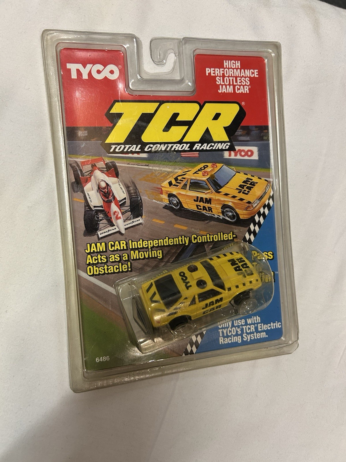 Tyco TCR Mustang "Jam Car" yellow 1991 nos rare htf moc original.