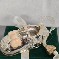 Vintage Things Remembered Baby Girl Bootie Silver-Tone Ornament Rhinestones 2009