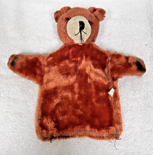 Vintage Red Mohair Glass Eyes String Nose Straw Stuffed Bear Puppet Japan Tag