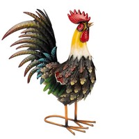 Dekofigur Hahn H. 47Cm Naturgetreu Gestaltet Aus Metall Formano S26