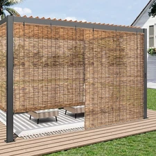 Outdoor Roller Shades for Patio, Exterior Waterproof Reed Roller Blinds, Outd...