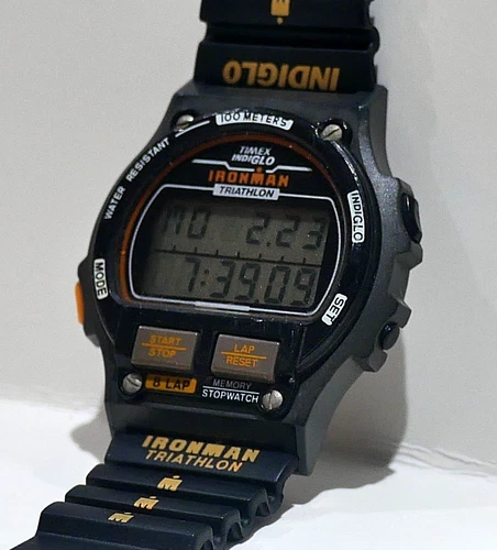 TIMEX VTG 1993 Ironman Triathlon 731-A Indiglo 8-Lap Digital Alarm 38mm Watch