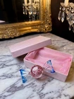 Vintage Murano Art Glass Candy Lollipop Blue Pink Glitter Original Box Italy
