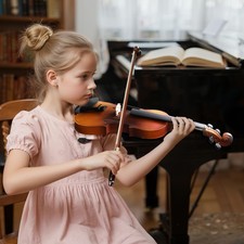 4 Strings 1/4 Nature Basswood Violin Student Set for Starters Case Bow Rosin