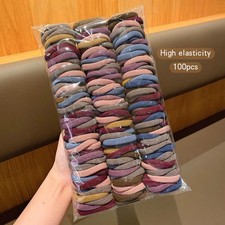 50/100pcs Colorful Hair Ties Korean Style Trendy Colorful Comfort Hair Accessori