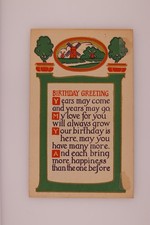 1910 Birthday Greeting Windmills Postcard Everett Studios Vinalhaven ME Divided