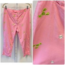 Y2K Lilly Pulitzer Micro-corduroy Embroidered Daisy Lobster Cropped Pants Sz 10