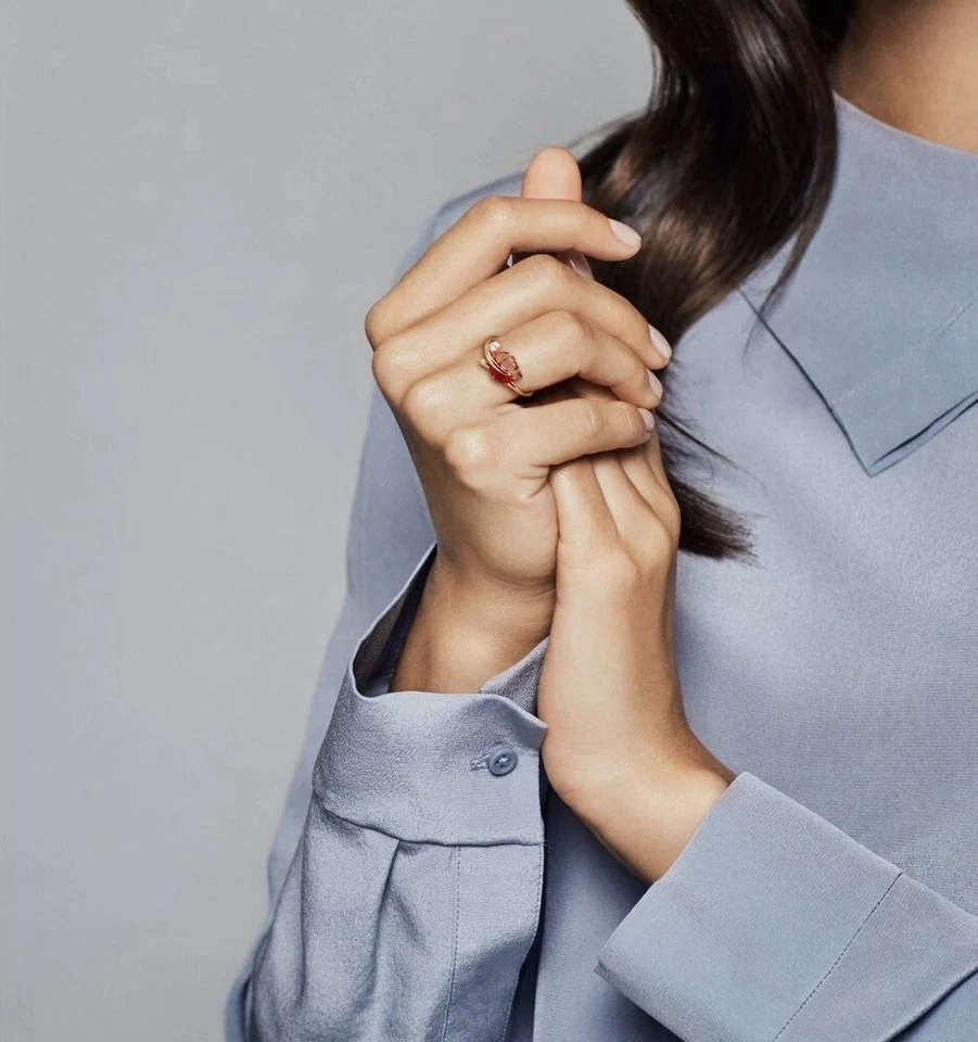 Anillo Pandora Rosa Hoja Cristal Murano | Chapado en Oro Rosa 14K | Talla 8.5 Foto 4 de 4