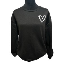 Black Crewneck Sweatshirt with White Heart   Size M   EUC