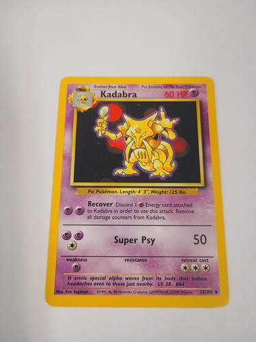 Kadabra 1999 Pokemon Game Shadowless Base Set #32/102