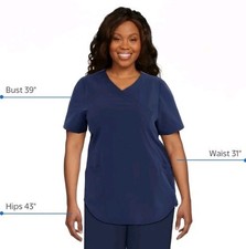 New Scrubstar Indigo Blue Premium Mock Wrap Stretch Scrub Top Size Medium