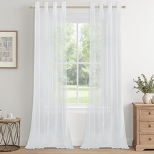 Curtains white transparent, curtain scarves with eyelets, curtain bedroom durc...