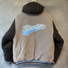 Vintage Reversable Starter Bomber Jacket Embroidered Logo Hooded Puffer Raglan