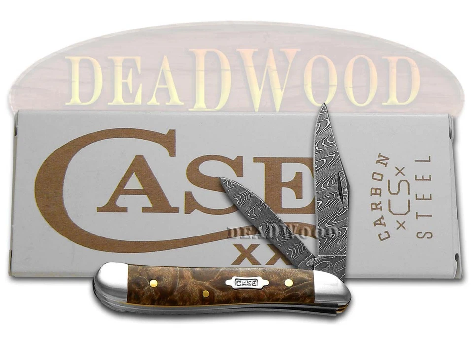 Case xx Peanut Damascus Steel Natural Maple Burl Wood 15094 Pocket Knife - Image 4 of 4