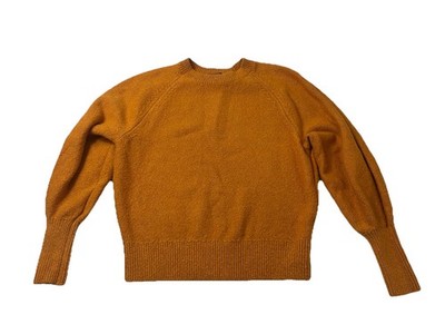 Uniqlo Knit Sweater Womens Small Mustard Yellow Crewneck Cropped Cozy Pullover