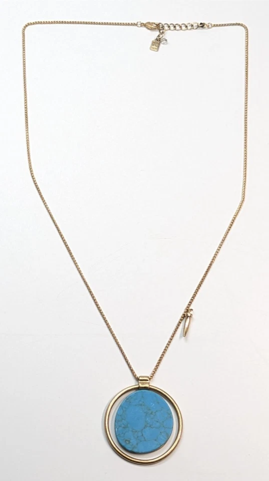 Robert Lee Morris Soho 金色轨道项链人造绿松石石盘 30 — 第 2/4 张图片