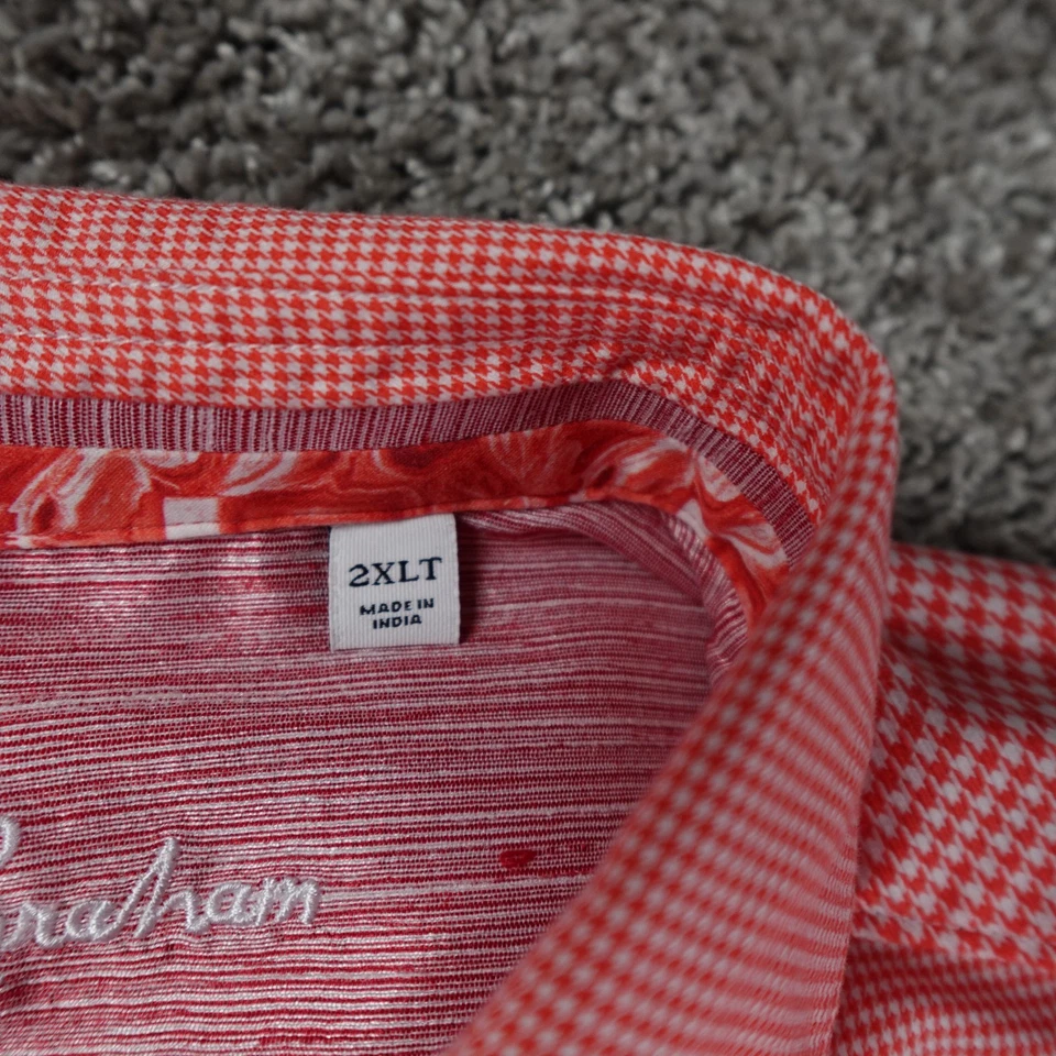 Рубашка мужская Robert Graham 2XLT высокая на пуговицах вязаная гончая оранжевая с откидными манжетами - Изображение 3 из 4