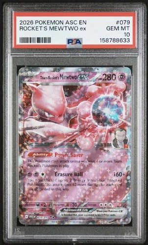 2026 POKEMON ASC EN-ASCENDED HEROES #079 TEAM ROCKET'S MEWTWO EX PSA 10